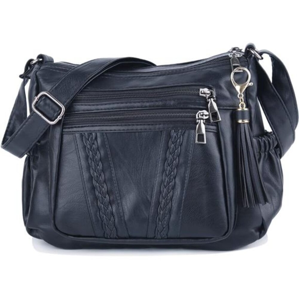Black Crossbody‎ Bags Pocketbooks Soft PU Leather Purses and Handbags for Women
